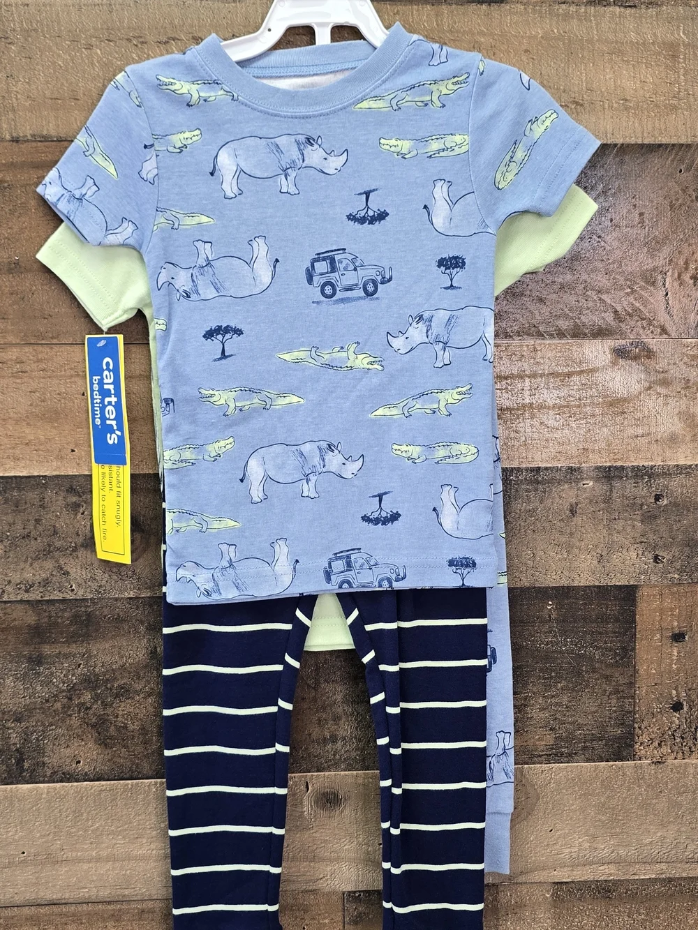Carter's Light Green & Blue Alligator Pajama Set 4pcs 2T